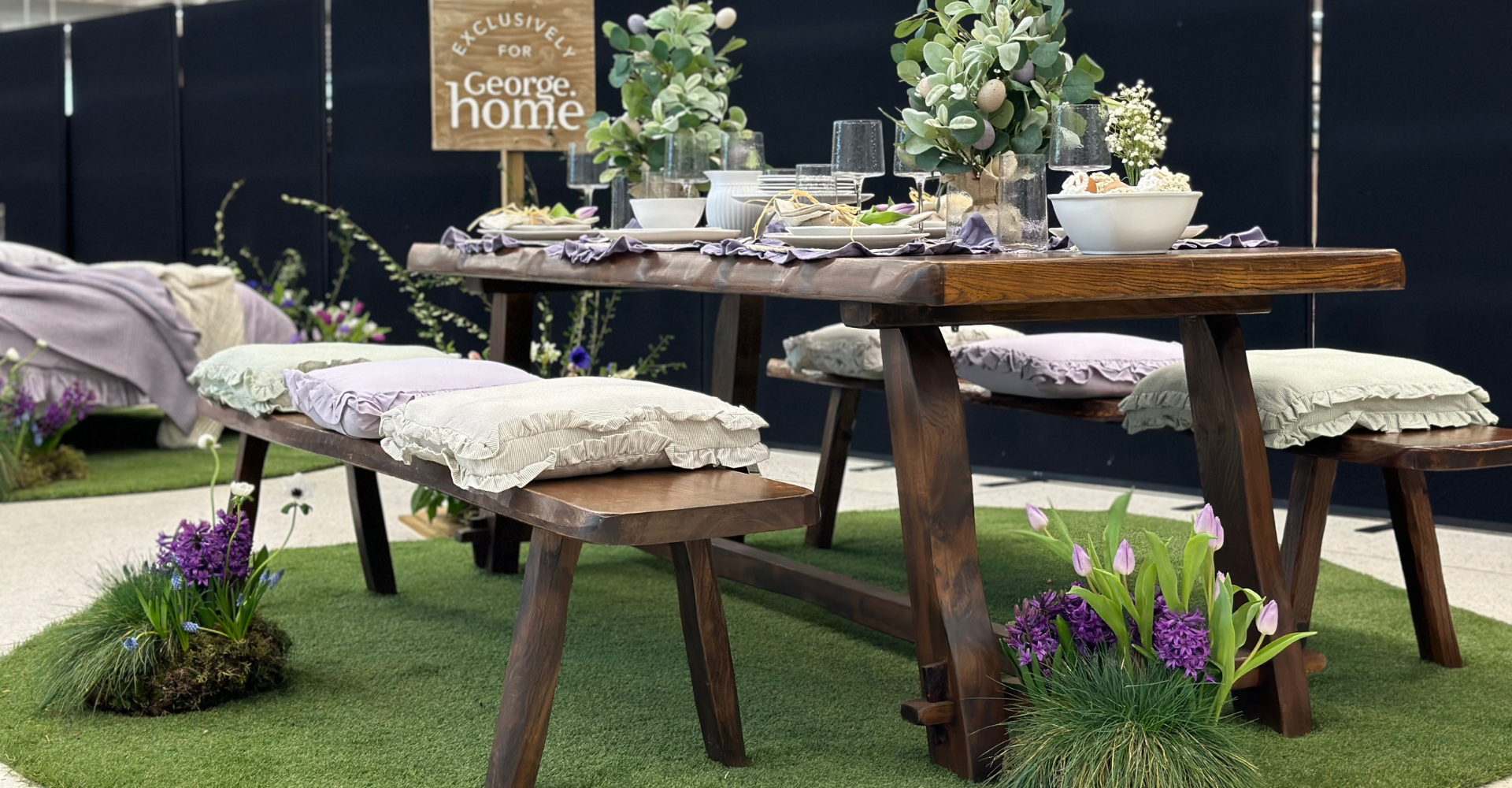 Stacey Solomon ASDA homeware launch — installation by Field Gate Flowers