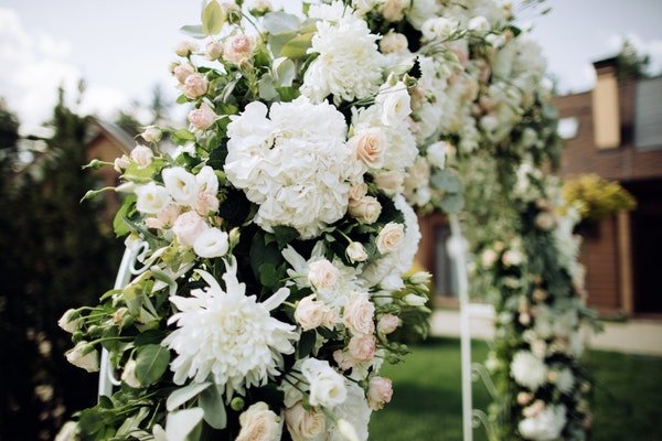A wedding flower arch at Field Gate Flowers A wedding flower arch at Field Gate Flowers